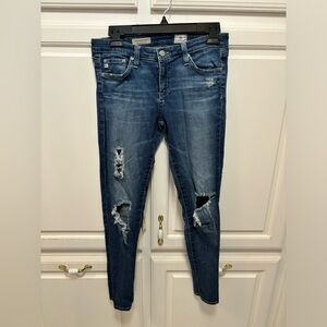 AG Adriano Goldschmied Legging Ankle Super Destroyed Skinny Denim Jeans Size 28